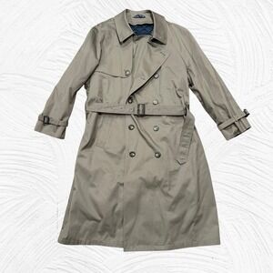 Ralph Lauren Coat 44R Removable Liner Trench Coat Taupe Double Breasted Belted